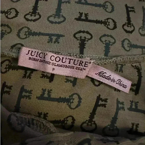 Juicy Couture Brown Silk Key Print Mock Collared Long Sleeve Mini Dress - S - Picture 9 of 9